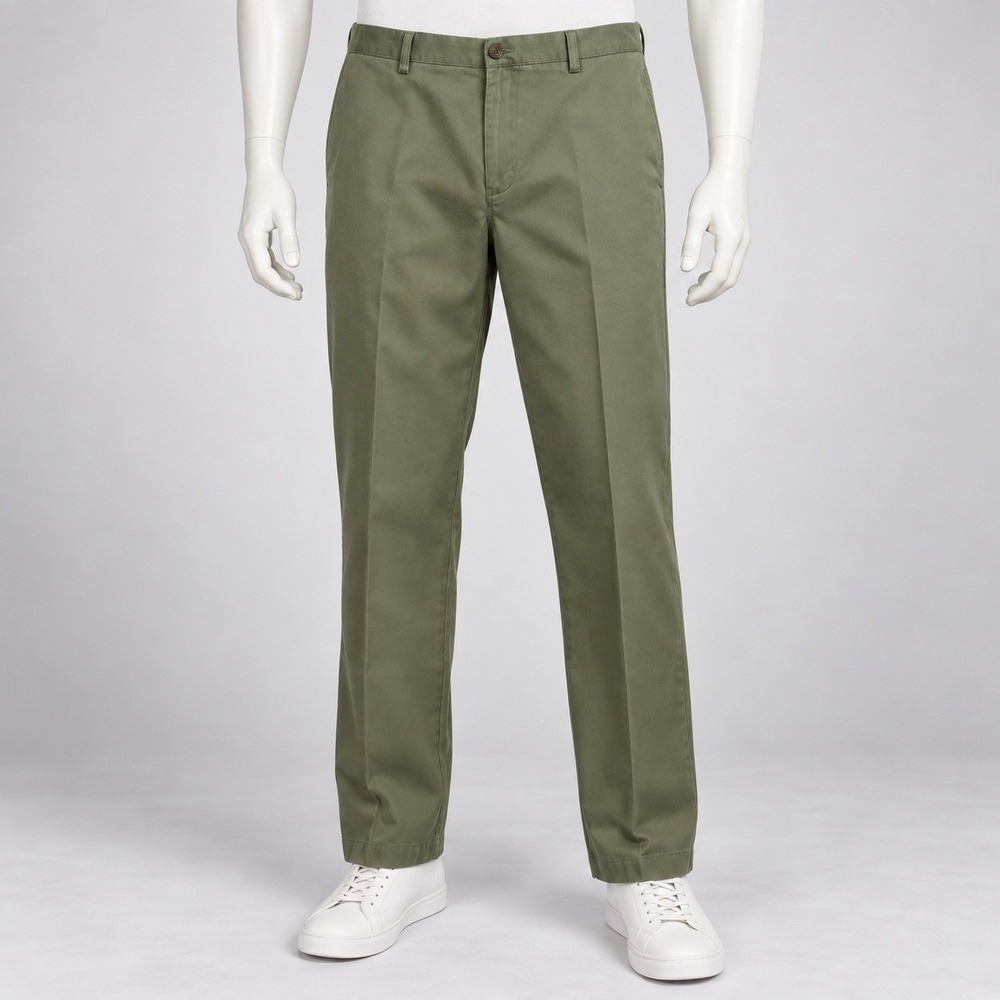 LL Bean Mens Cotton Twill Chino Pants 37x30 Olive Green Classic Fit